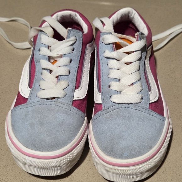 Vans - Girls Size 10.5 Color Block- Pink, Blue & Orange Lace Up - Picture 2 of 5